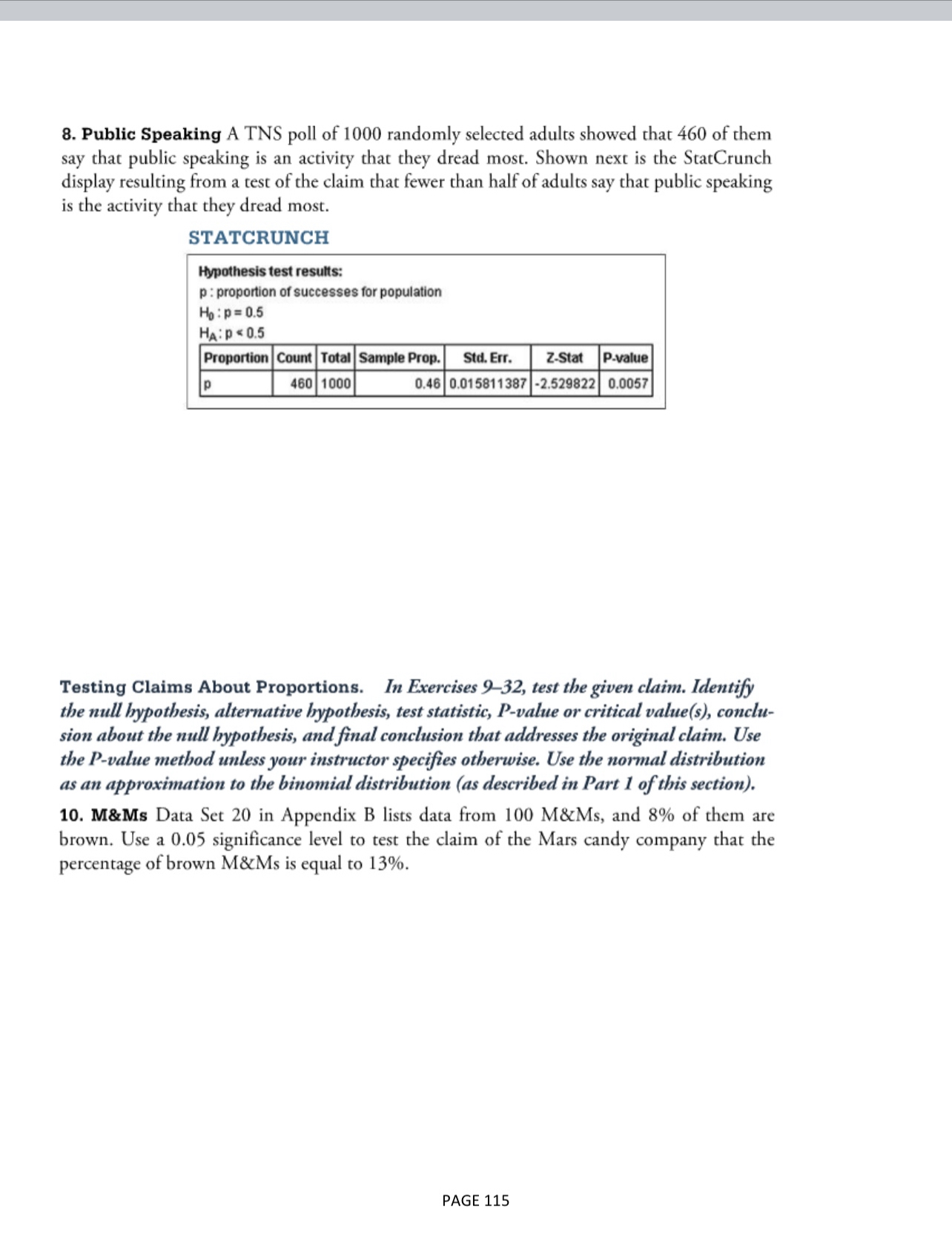 PAGE 117 7/8, the test statistic is z = 2.88. Stating Conclusions.