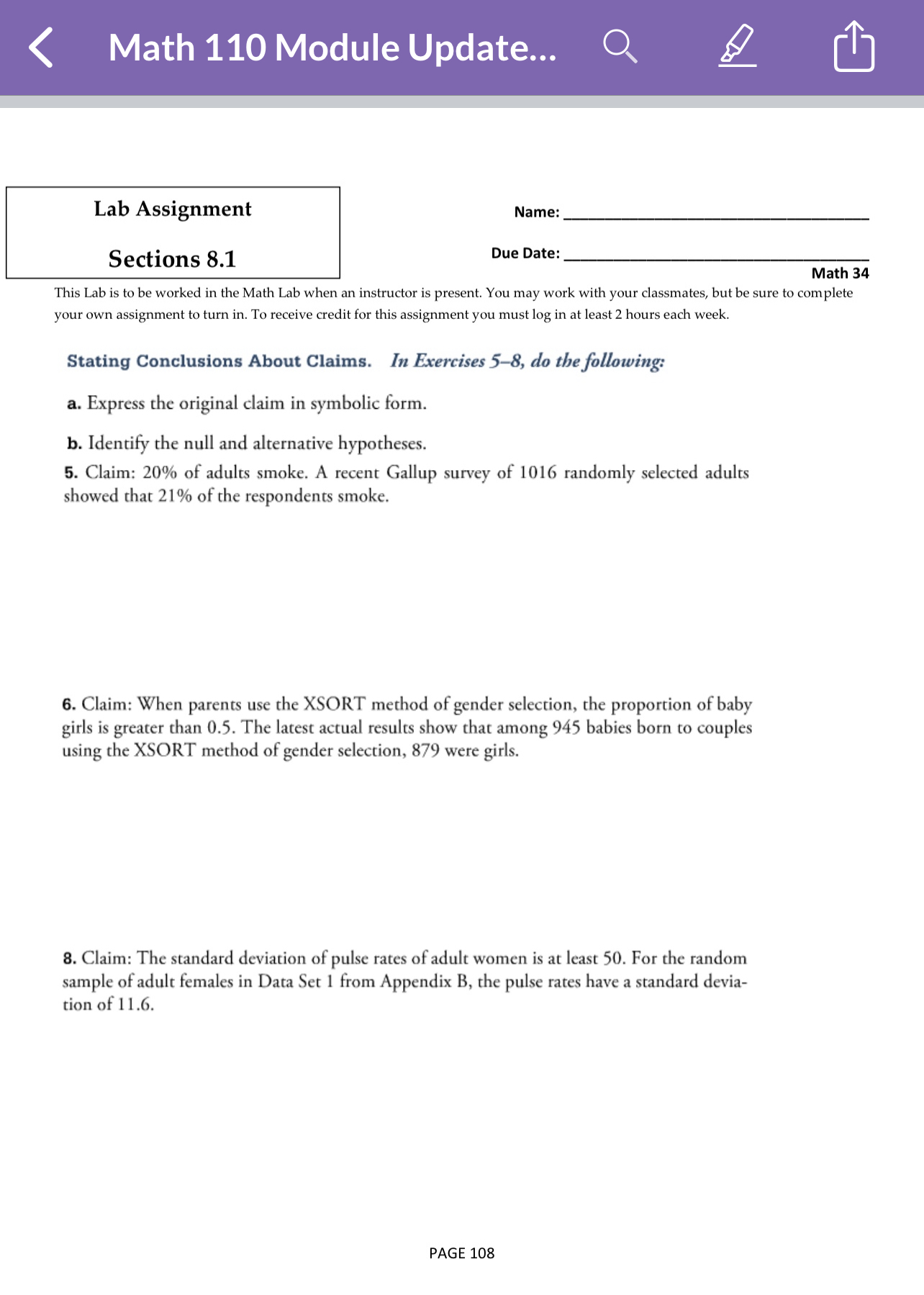 use the given information for the following: a. State a conclusion about
