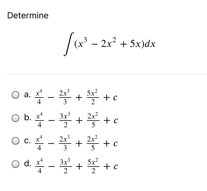 Determine x (x + 5X)dX 2x 2x3 2x2