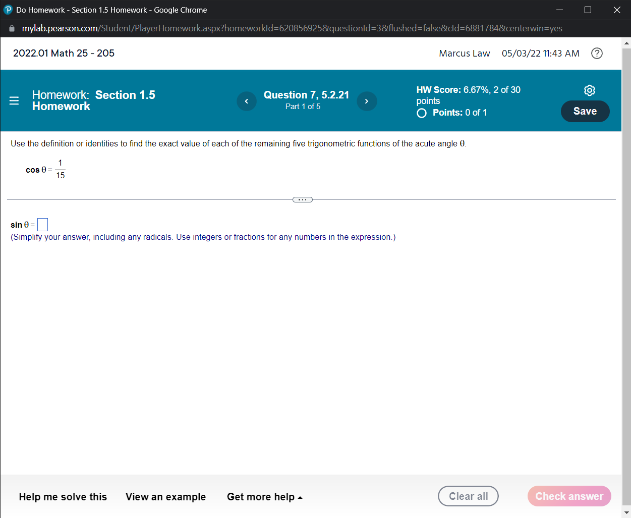 circle of radius r, find the indicated quantity for the given values.