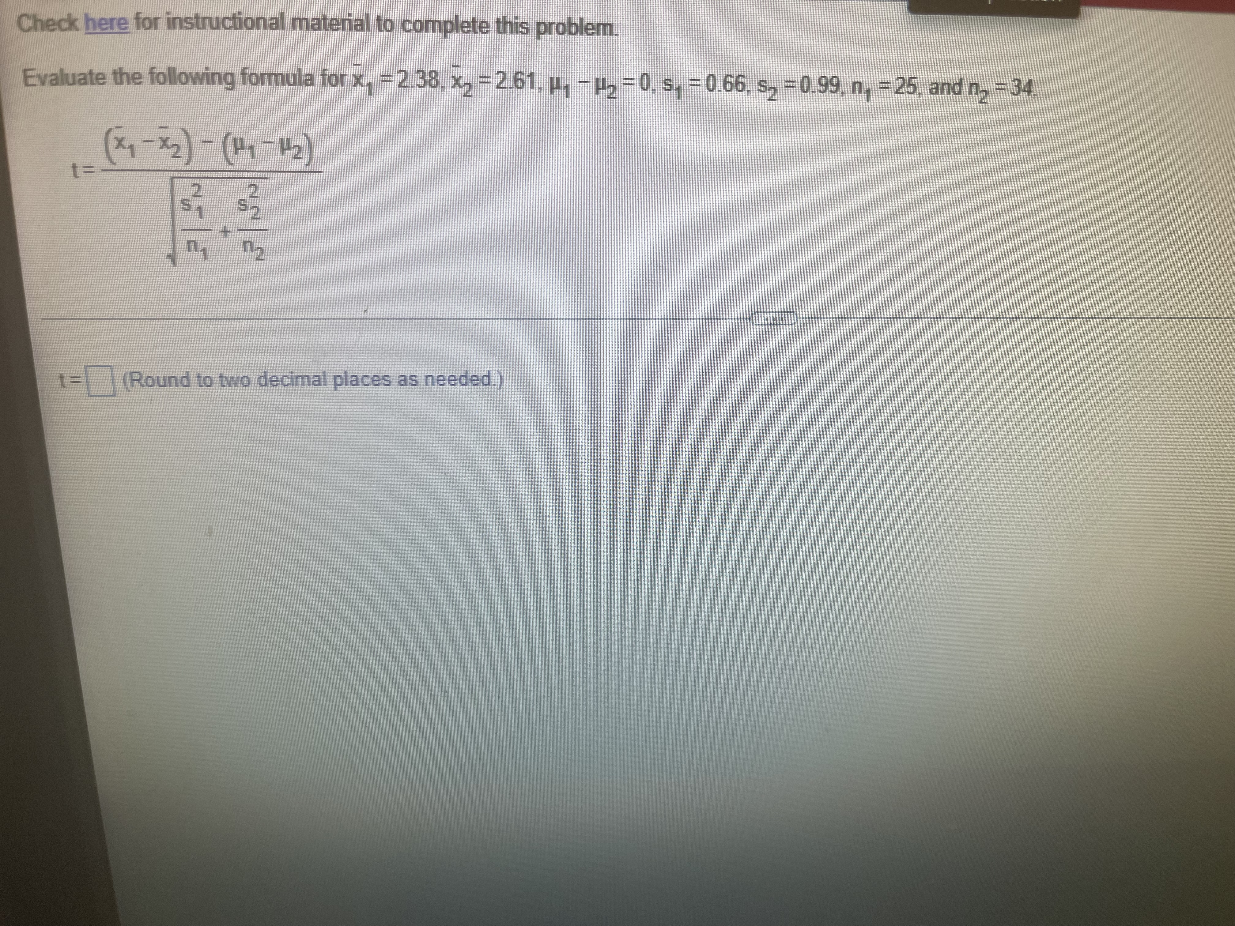 following formula for x, = 2.38, x, = 2.61, p, -#2 =0.