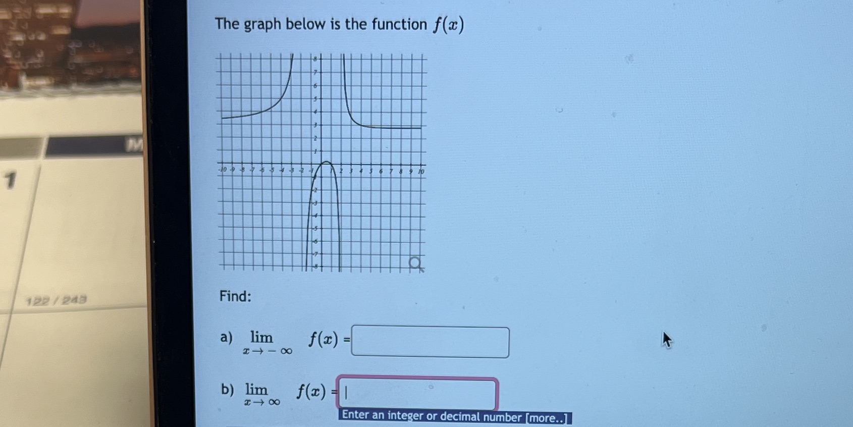 The graph below is the function f(x) M 122 / 248