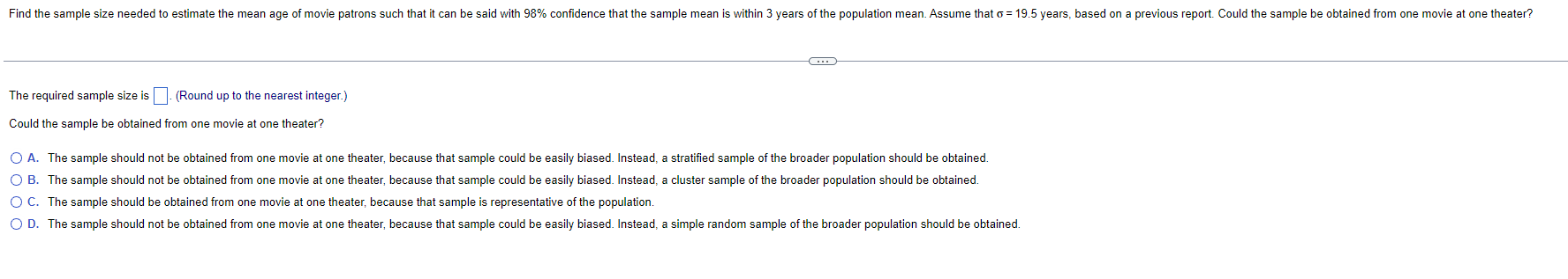 Find the sample size needed to estimate the mean age of movie