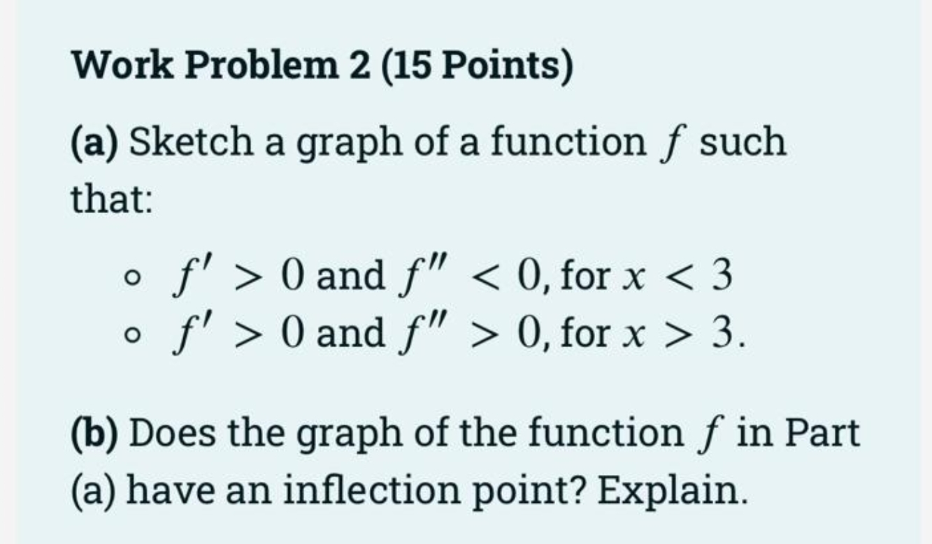 Sketch a graph of a function f such that: o f' >
