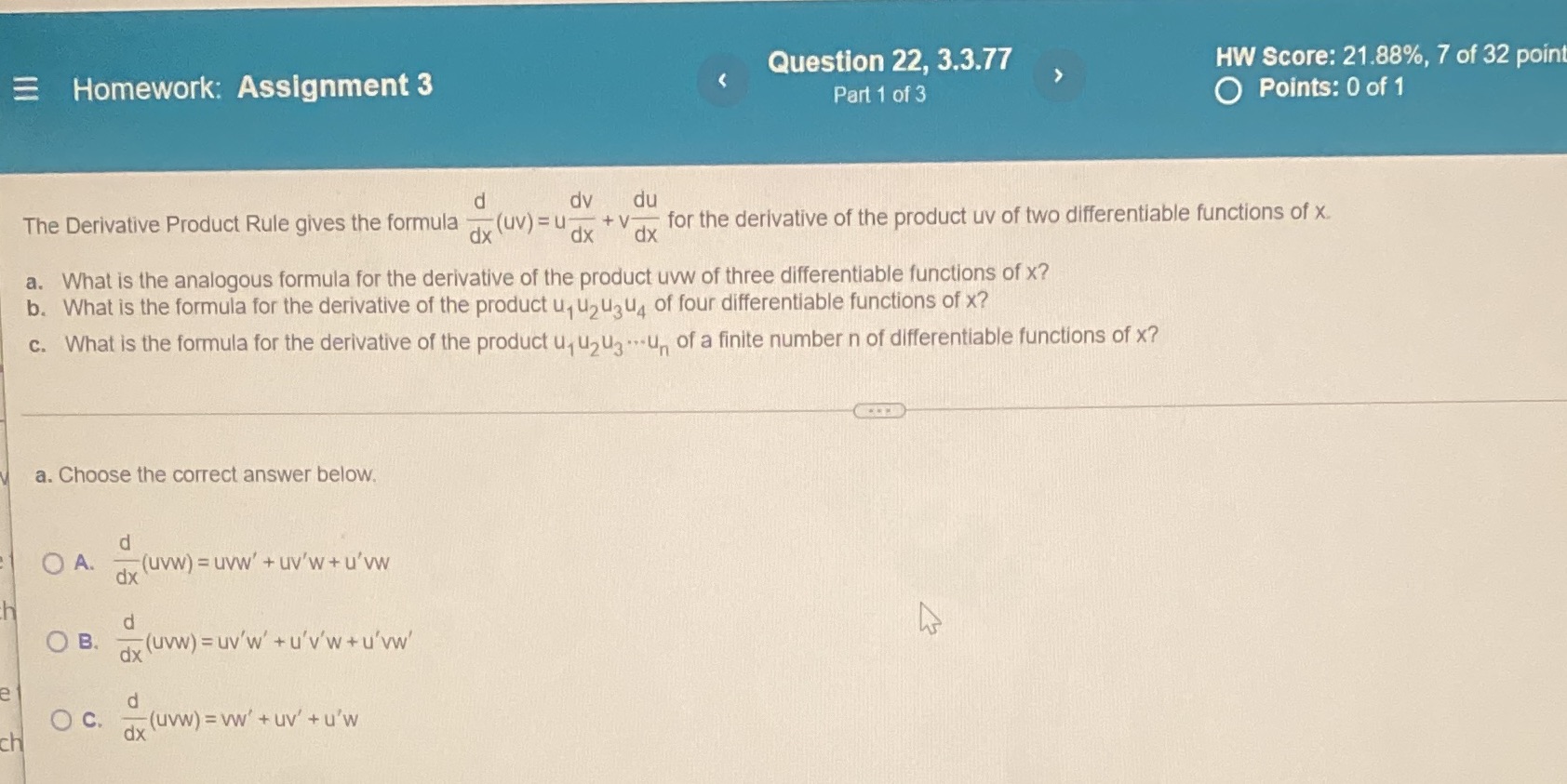 32 point Part 1 of 3 Points: 0 of 1 d dv