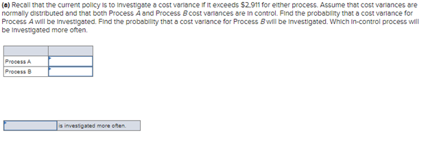 of the two processes, broken down by labor costs, materials costs, and