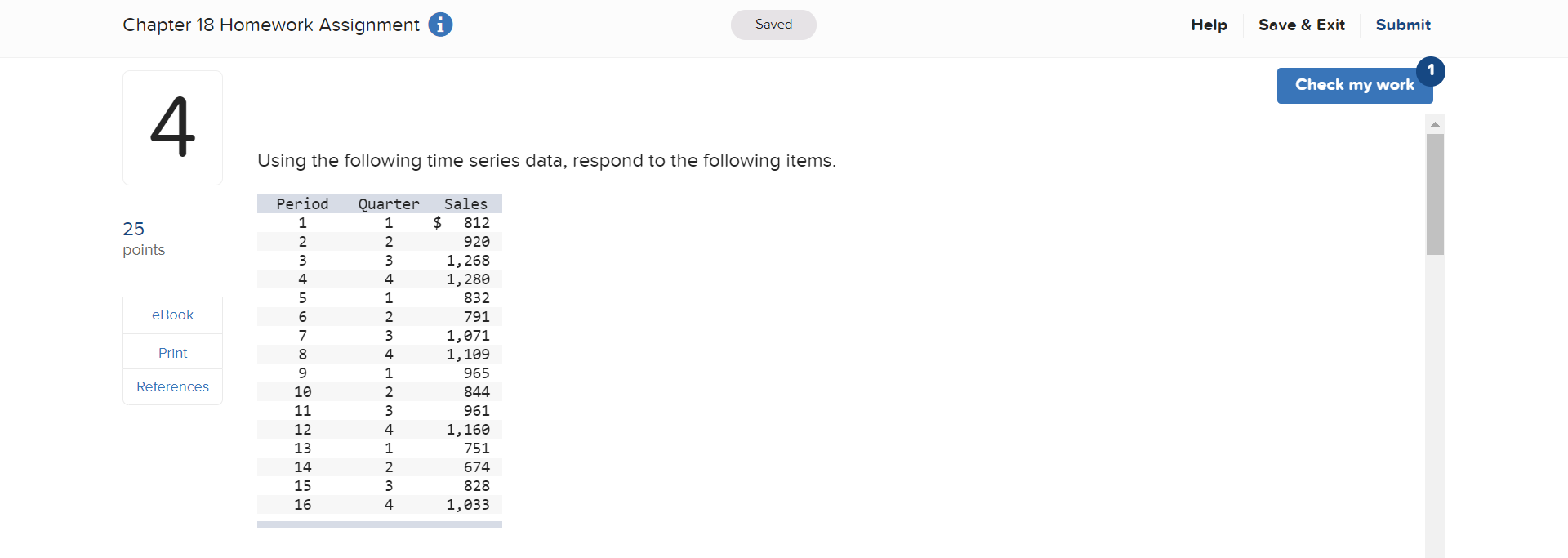 Chapter 18 Homework Assignment i Saved Help Save & Exit Submit