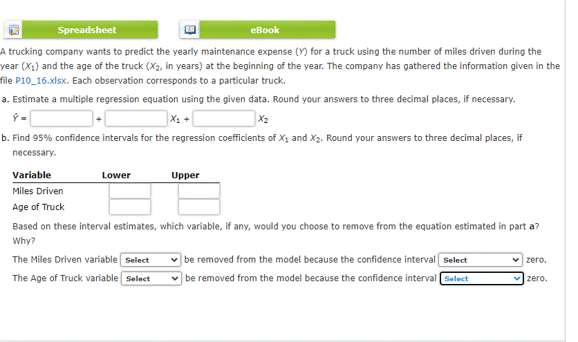 the confidence interval | Select zero. Select The Age of Truck variable