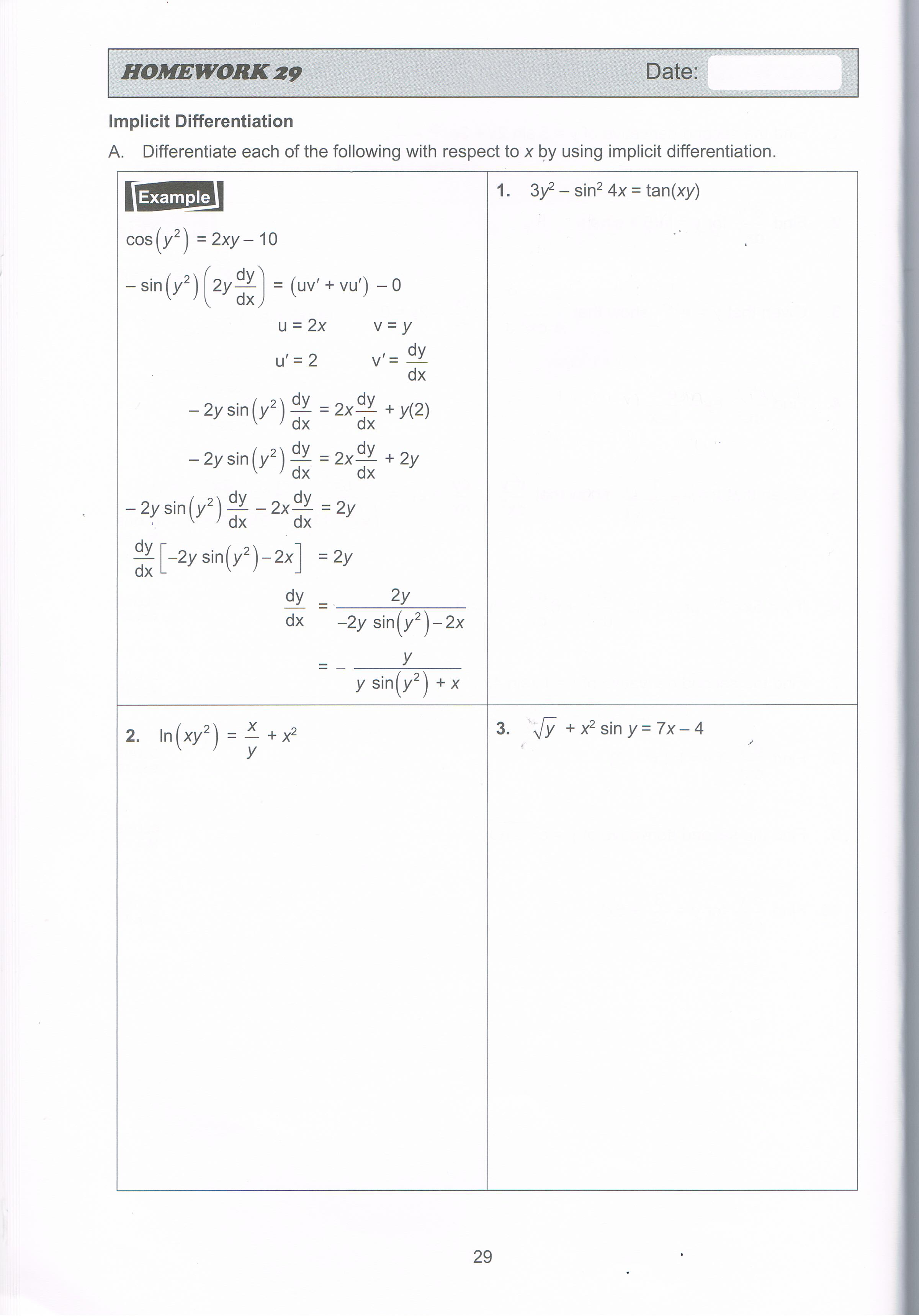 day 4 dx 2 - 2X- dy _ 2y = 0. dx
