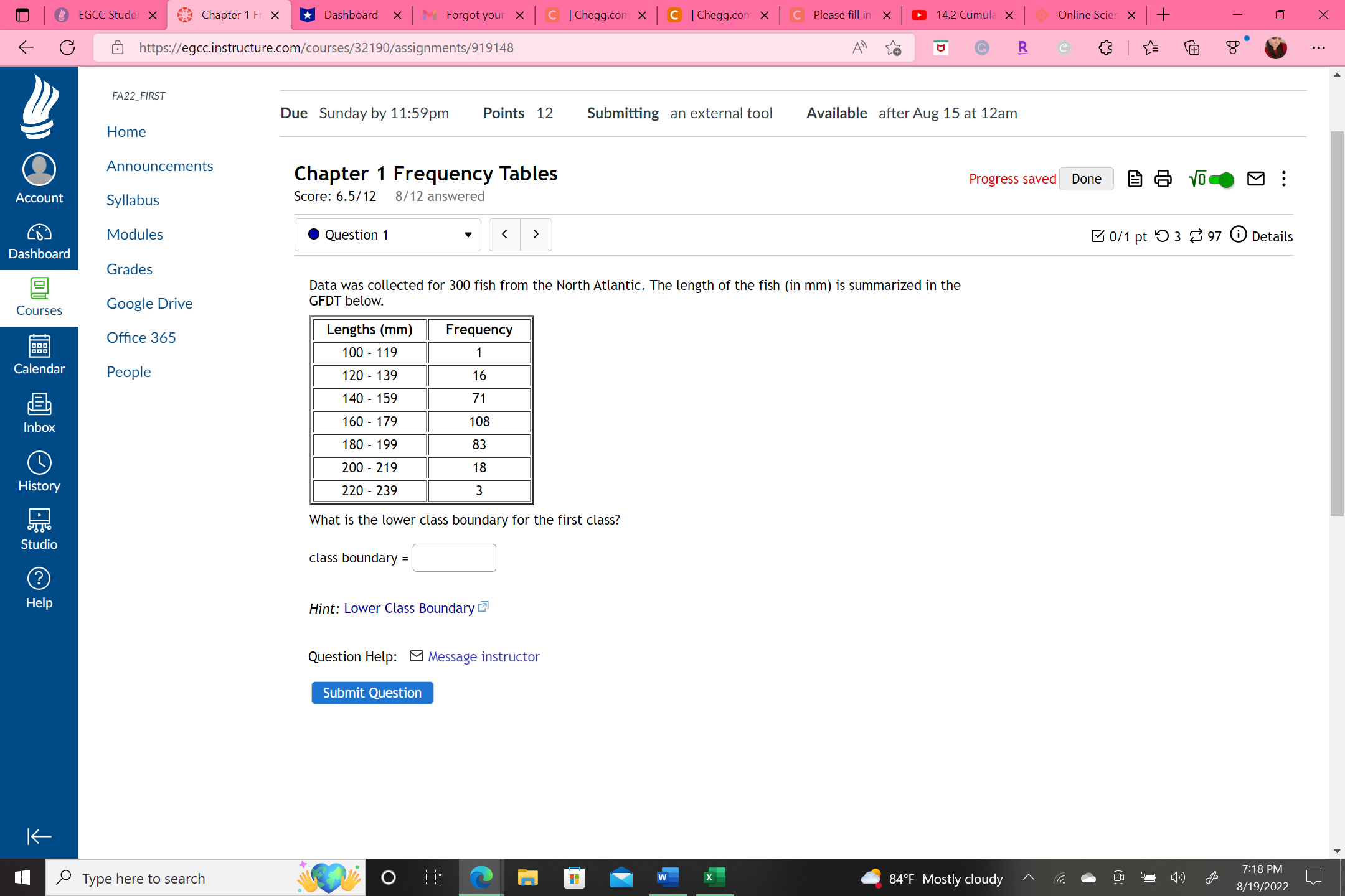 Account Syllabus Score: 6.5/12 8/12 answered Modules .Question 9 > 0/1 pt