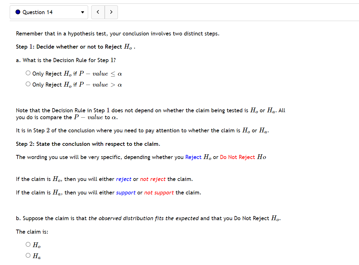 H0 if P value 1" or Note that the Decision Rule in