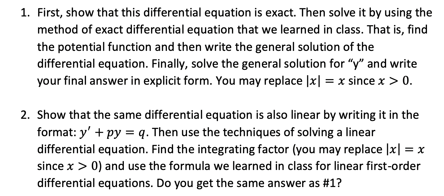\"y\" and write your final answer in explicit form. You may replace