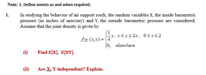 the behavior of air support roofs, the random variables X, the inside