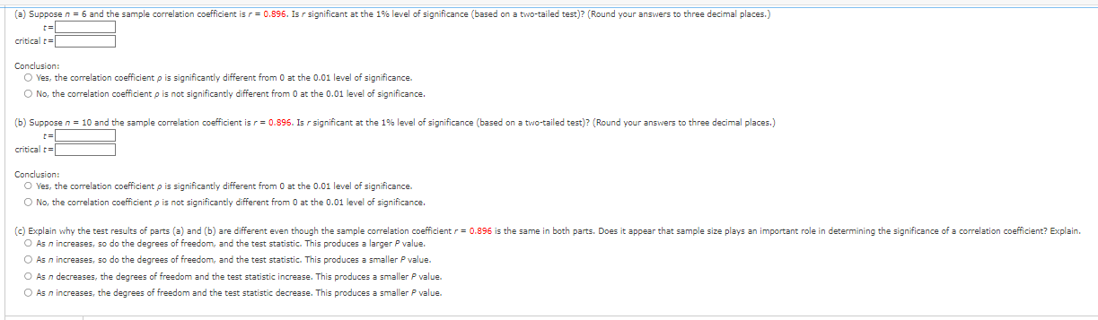 r = 0.896. Is / significant at the 1% level of significance