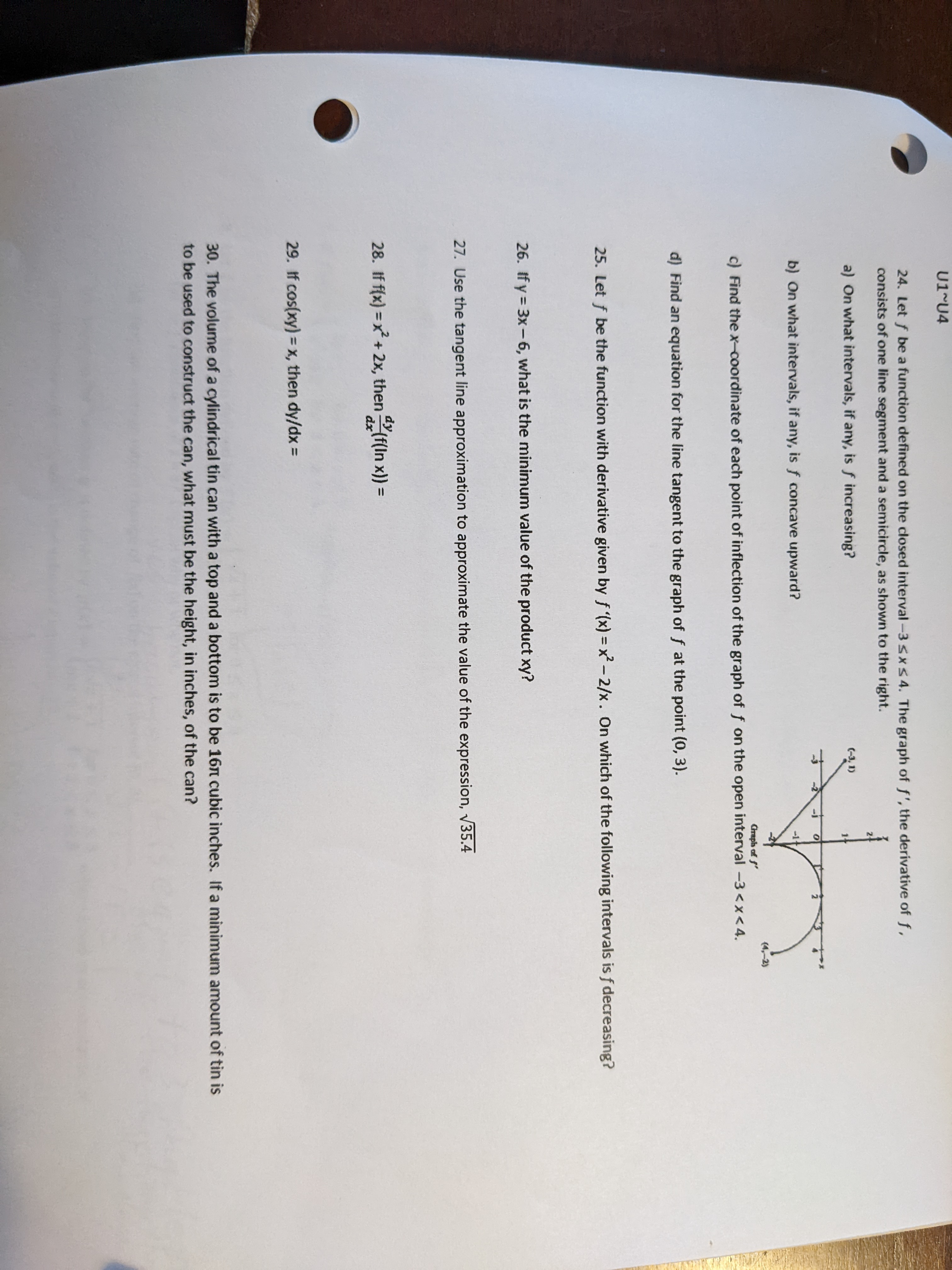  24. Let f be a function defined on the closed interval