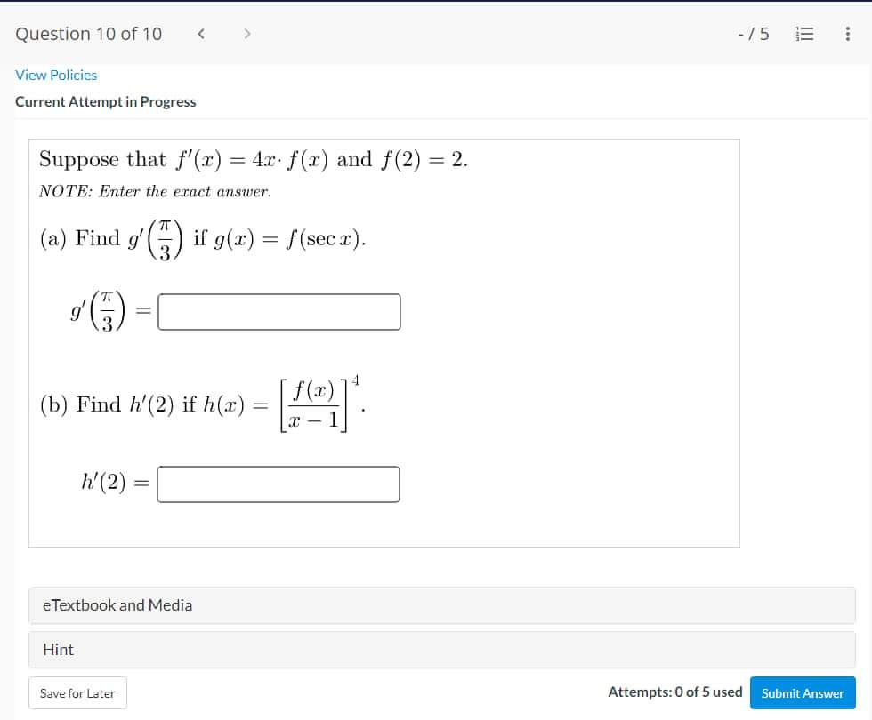 Answer with solution Question 10 of 10 - 15 View Policies