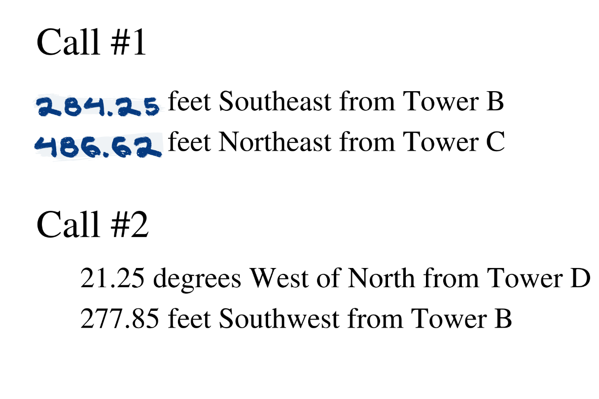 identify the location approximate location from which each call was made. The