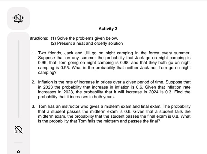  IQ' Activity 2 structions: {1] Solve the problems given below. {2}