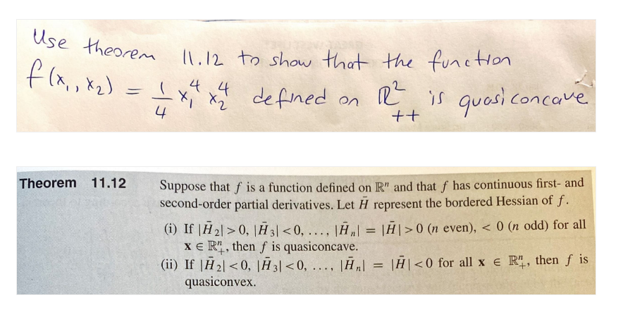 x 2 ) = 4 34 defined on IR is quasiconcave 4