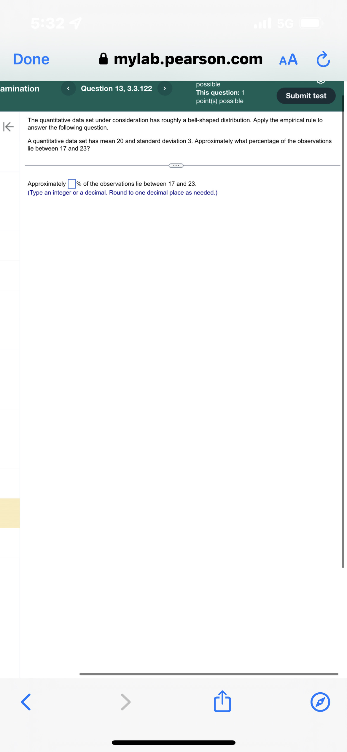 deviation 3. Approximately what percentage of the observations lie between 17 and