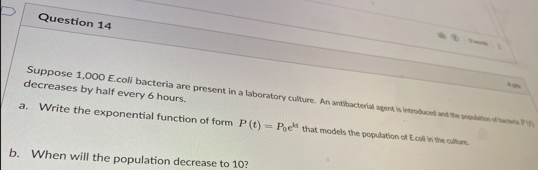 (t) - Poekt that models the population of E. coli in the