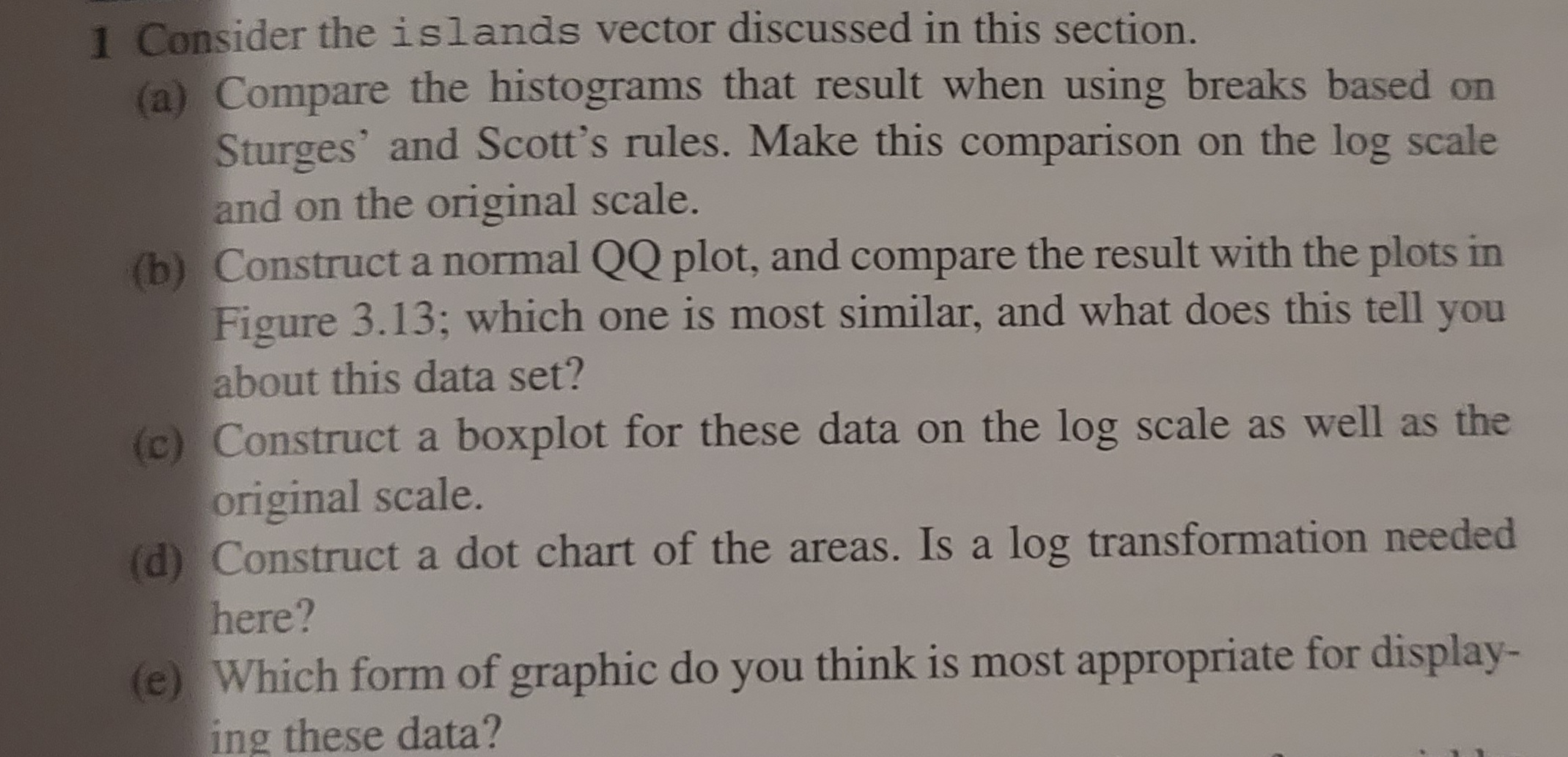  1 Consider the islands vector discussed in this section. (a) Compare