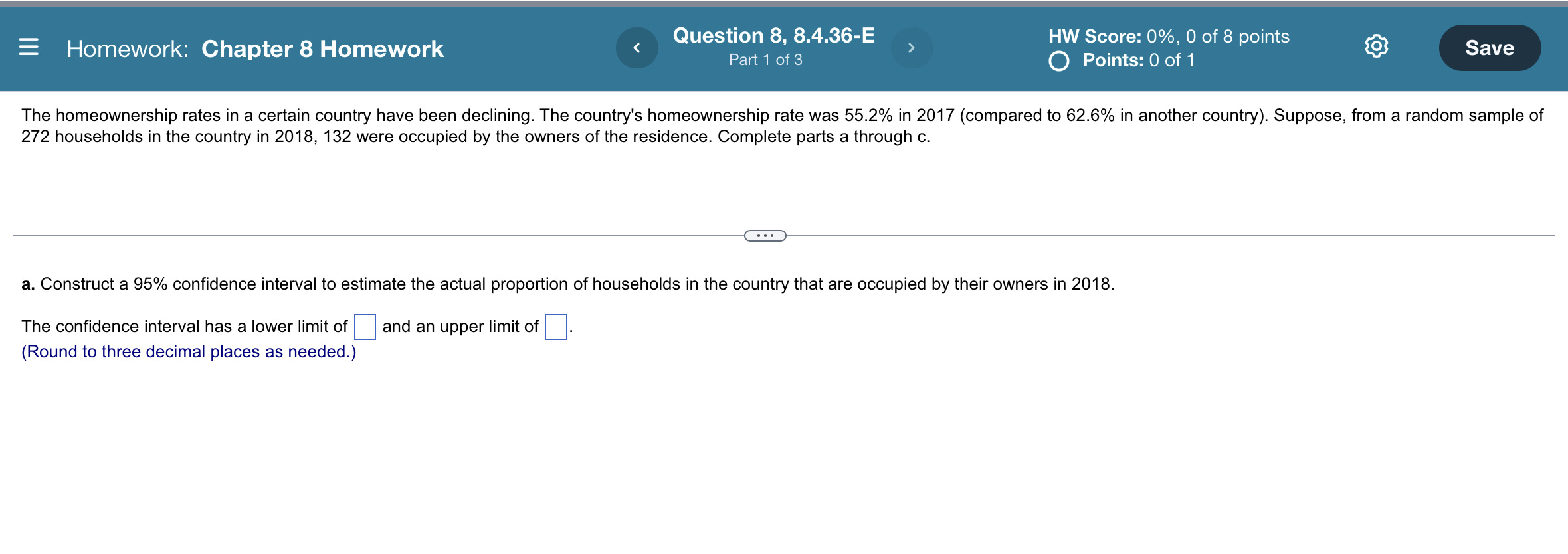  Homework: Chapter 8 Homework Question 8, 8.4.36-E HW Score: 0%, 0