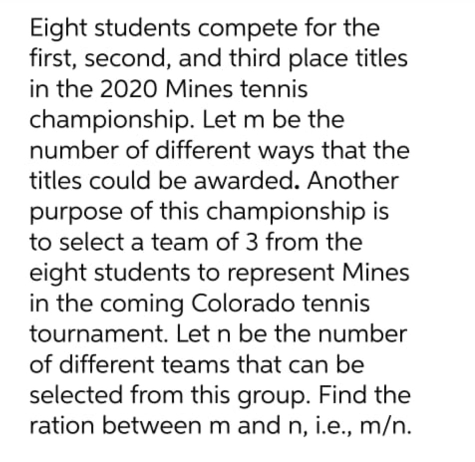  Eight students compete for the first, second, and third place titles