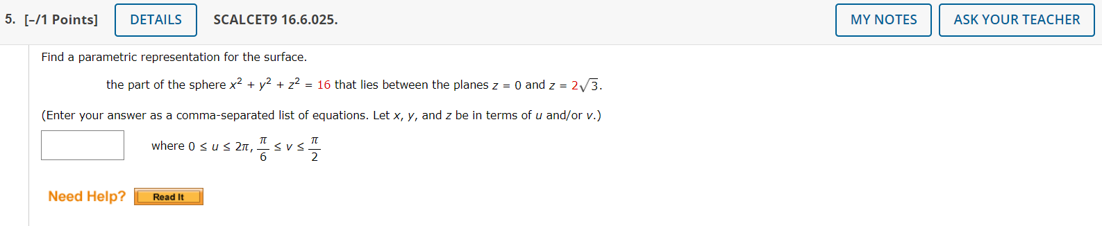 representation for the surface. the plane that passes through the point (0,