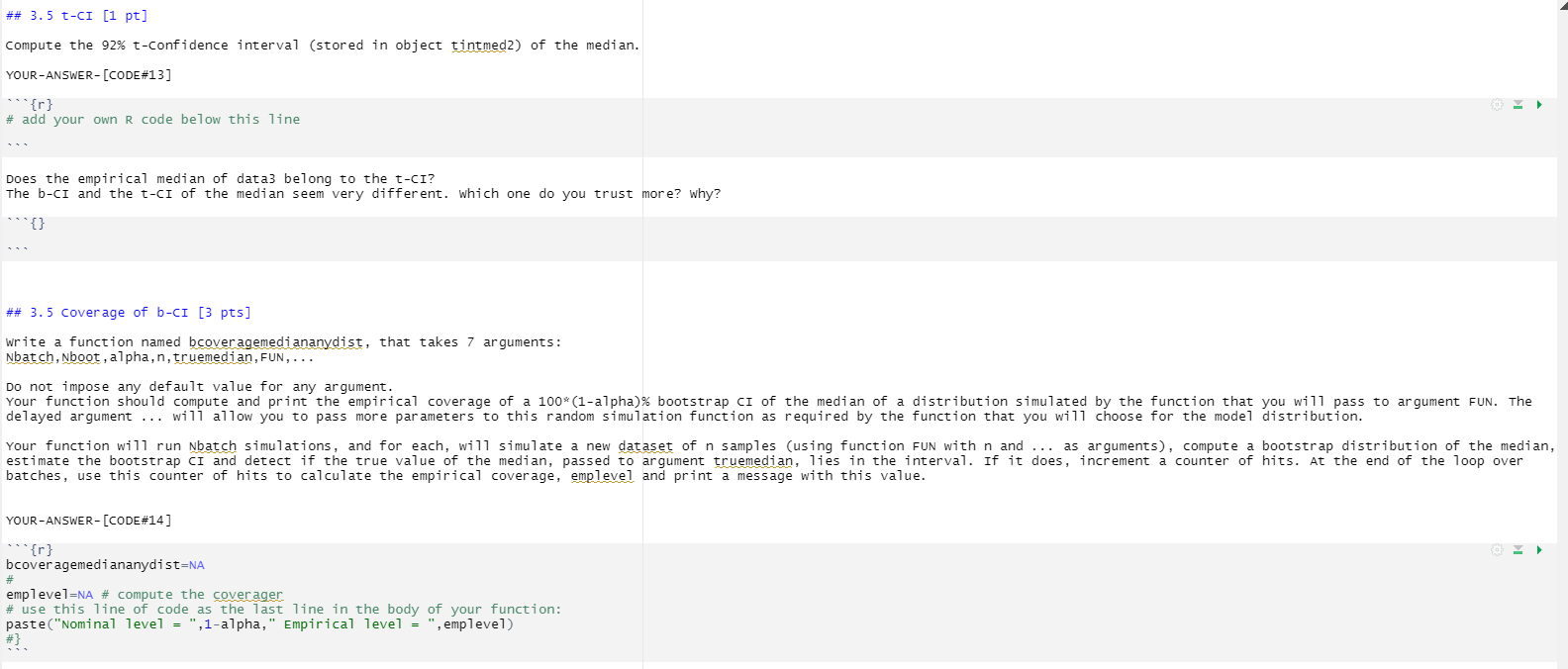 to compute a 95% CI for the median of a sample of