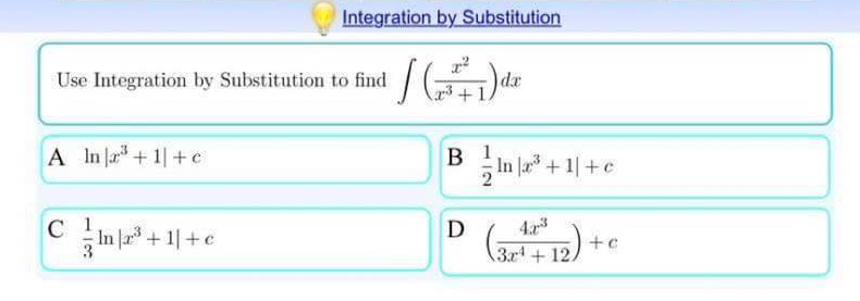 Integration by Substitution to find - (12(3x + 1)3) d.r A (3.r