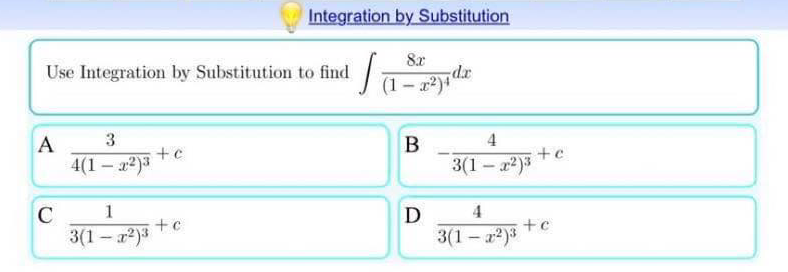 Substitution Use Integration by Substitution to find 5 sin'(x) cos(r)d. A cos'(r)