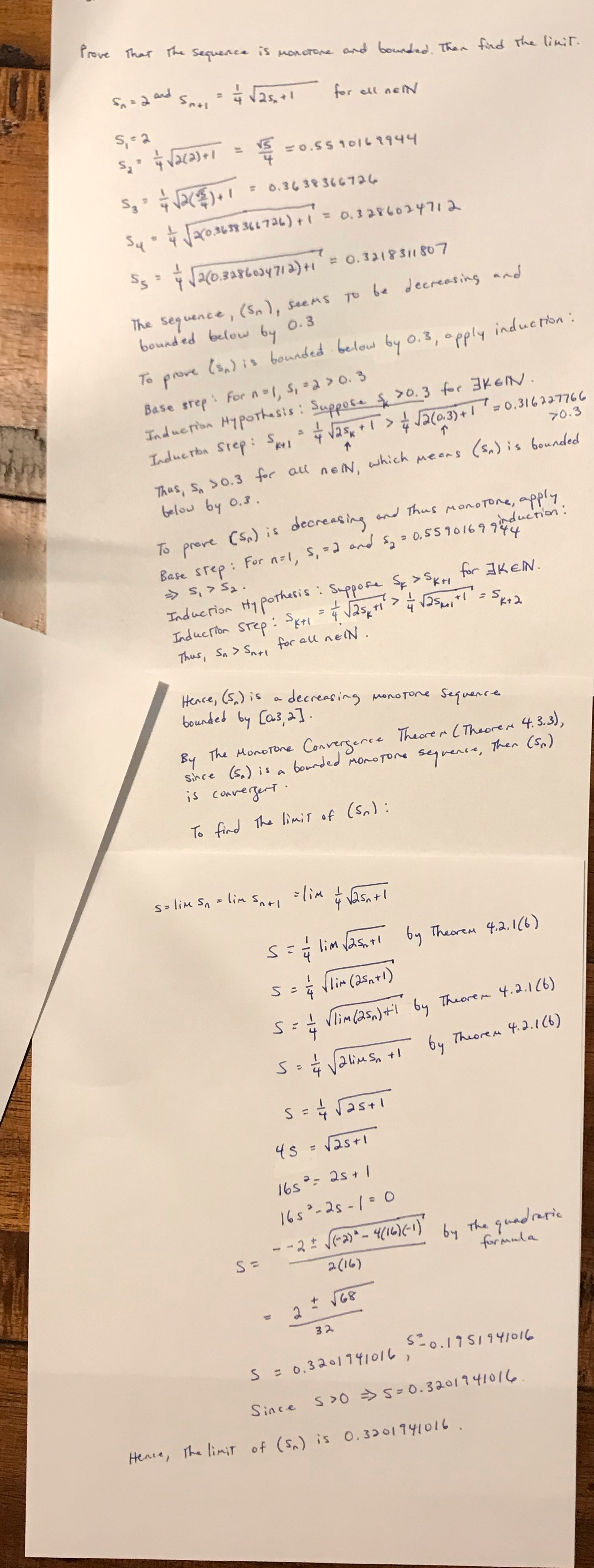 Could someone please check my work Prove That The Sequence is