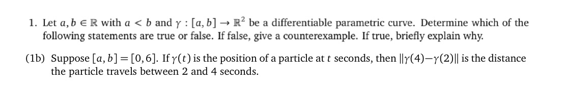 : [a, b] i R2 be a differentiable parametric curve. Determine which