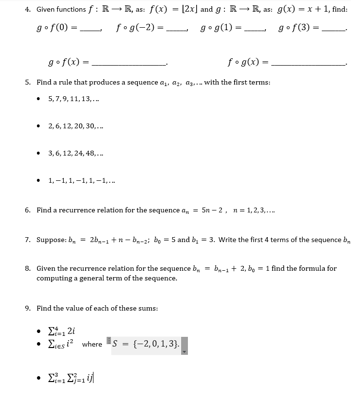 f (n) sum of the digits of the number n. Findf(S) ifthe