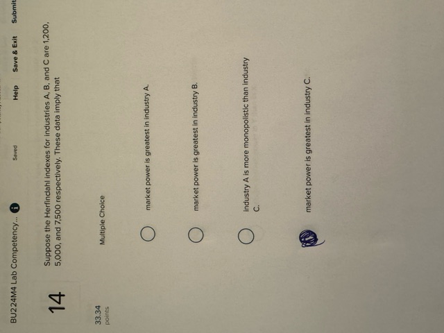 Lab Competency. Help Save & Exit Submit 11 Output Price Total Cost