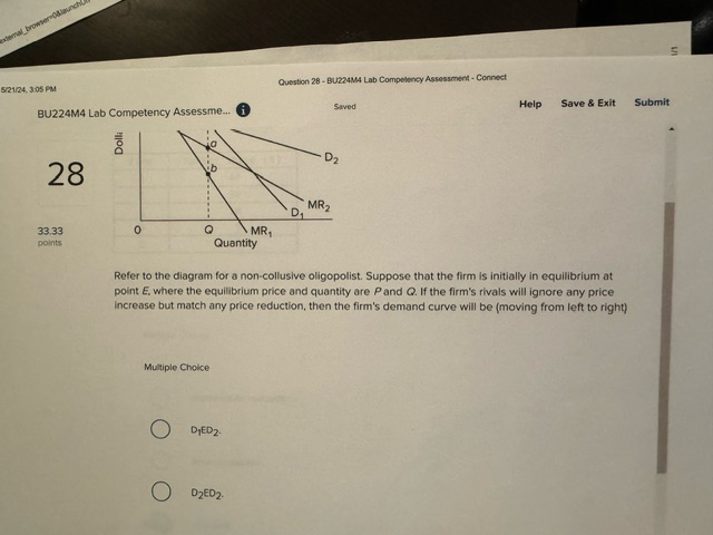 imply that 33.34 points Multiple Choice O market power is greatest in