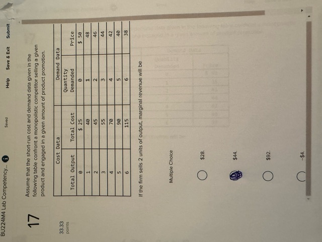 of output will be Multiple Choice O 8 units. O 9 units.