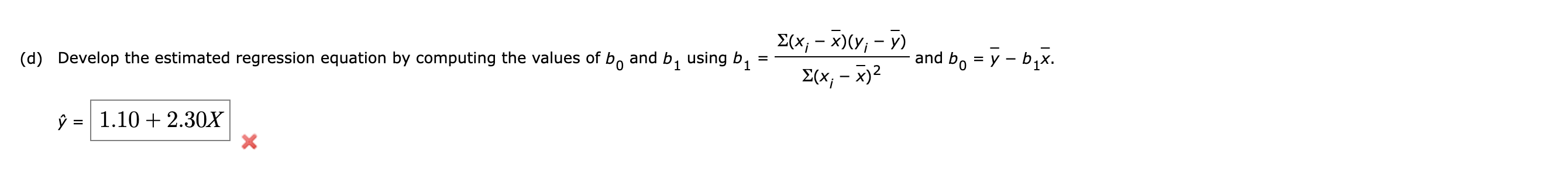 1 2 4 5 4 5 10 14(d) Develop the estimated regression