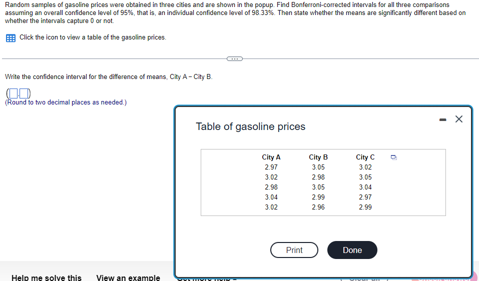 were obtained in three cities and are shown in the popup. Complete