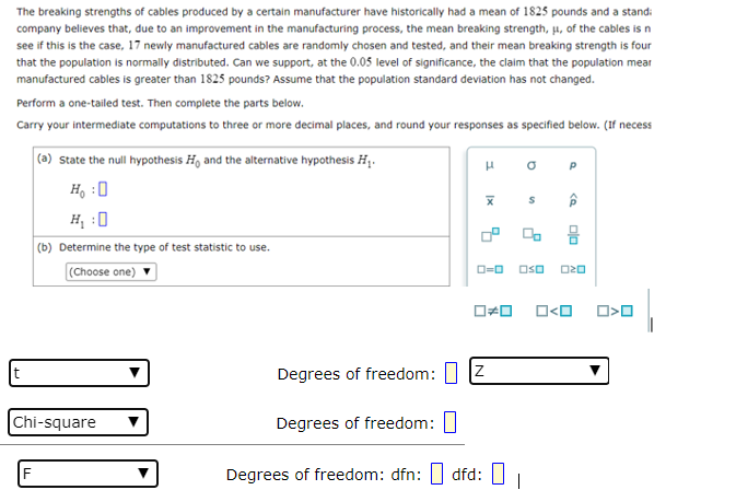 complete the parts below. () what are the null hypothesis My and