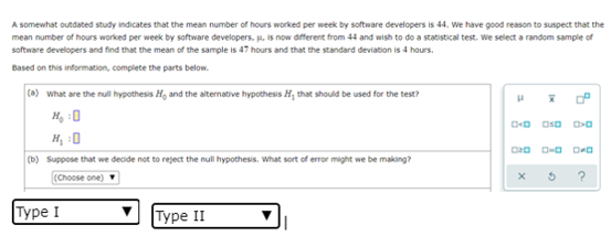 the hypothesis that u is (Choose one) less than less than or