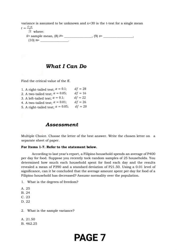 symbol o stands for? A. population variance B. sample size C. sample