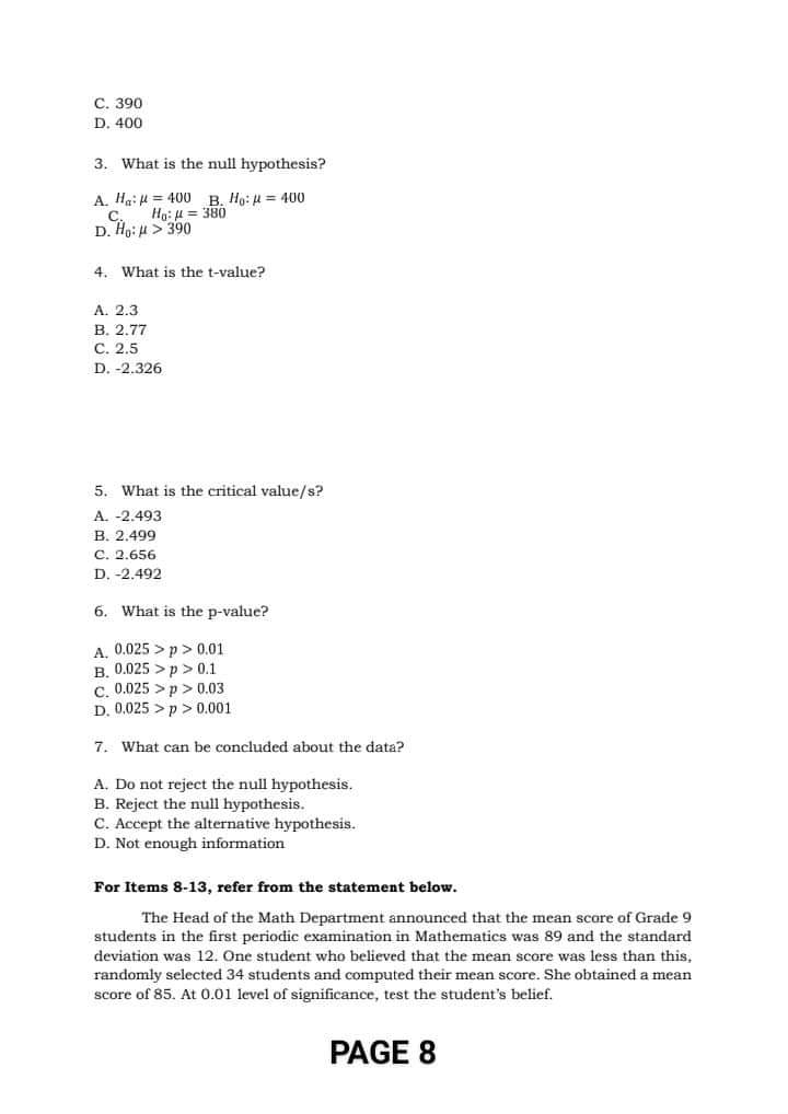 t-value? A. 2.00 B. 2.02 C. 2.04 D. 2.06 13. What is