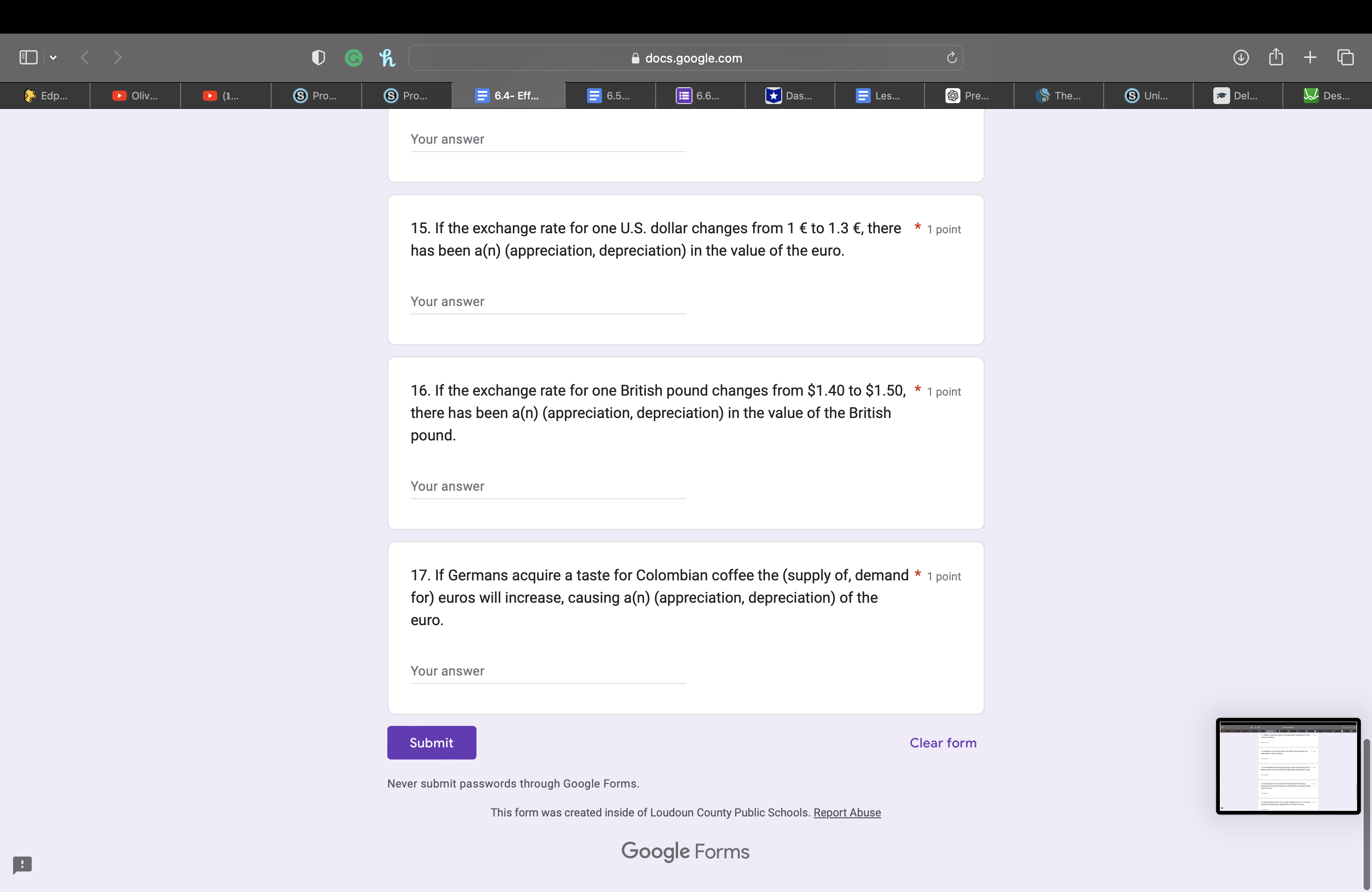 Your Thinking- Use the information below showing fictitious exchange rates of three