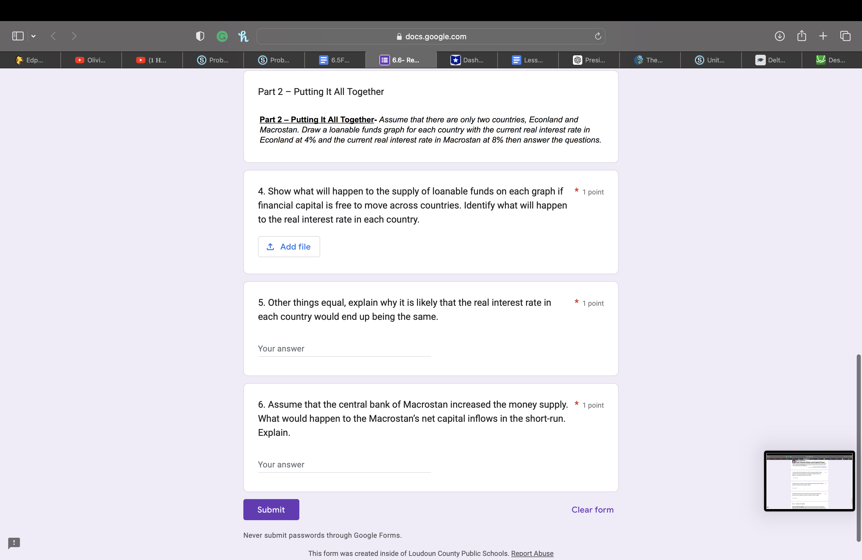 answer. n Your answer G h docs.google.com + S S |6.3- Th...