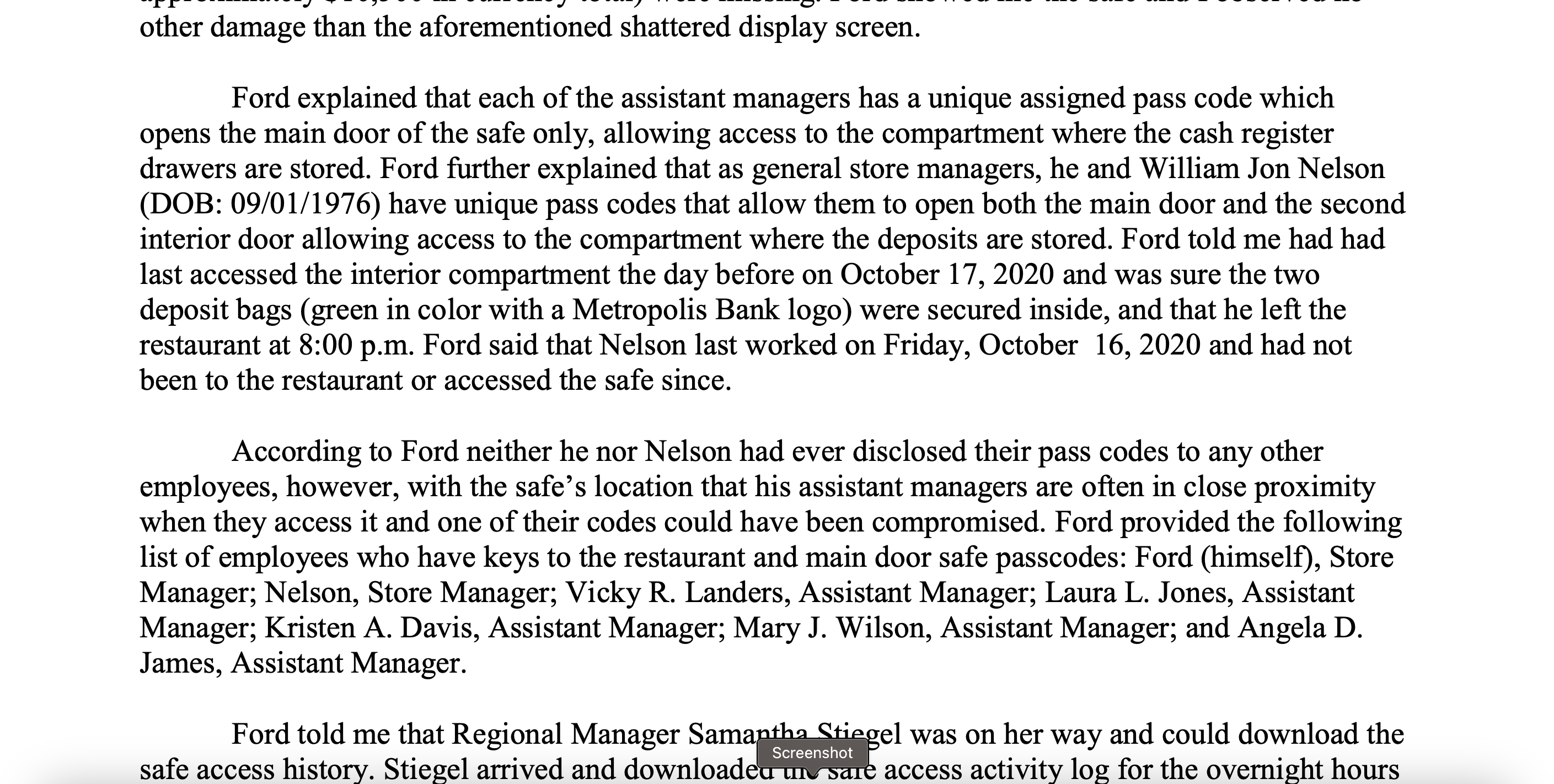 a supplemental report for the cases. Additional info: case #1 (the residential