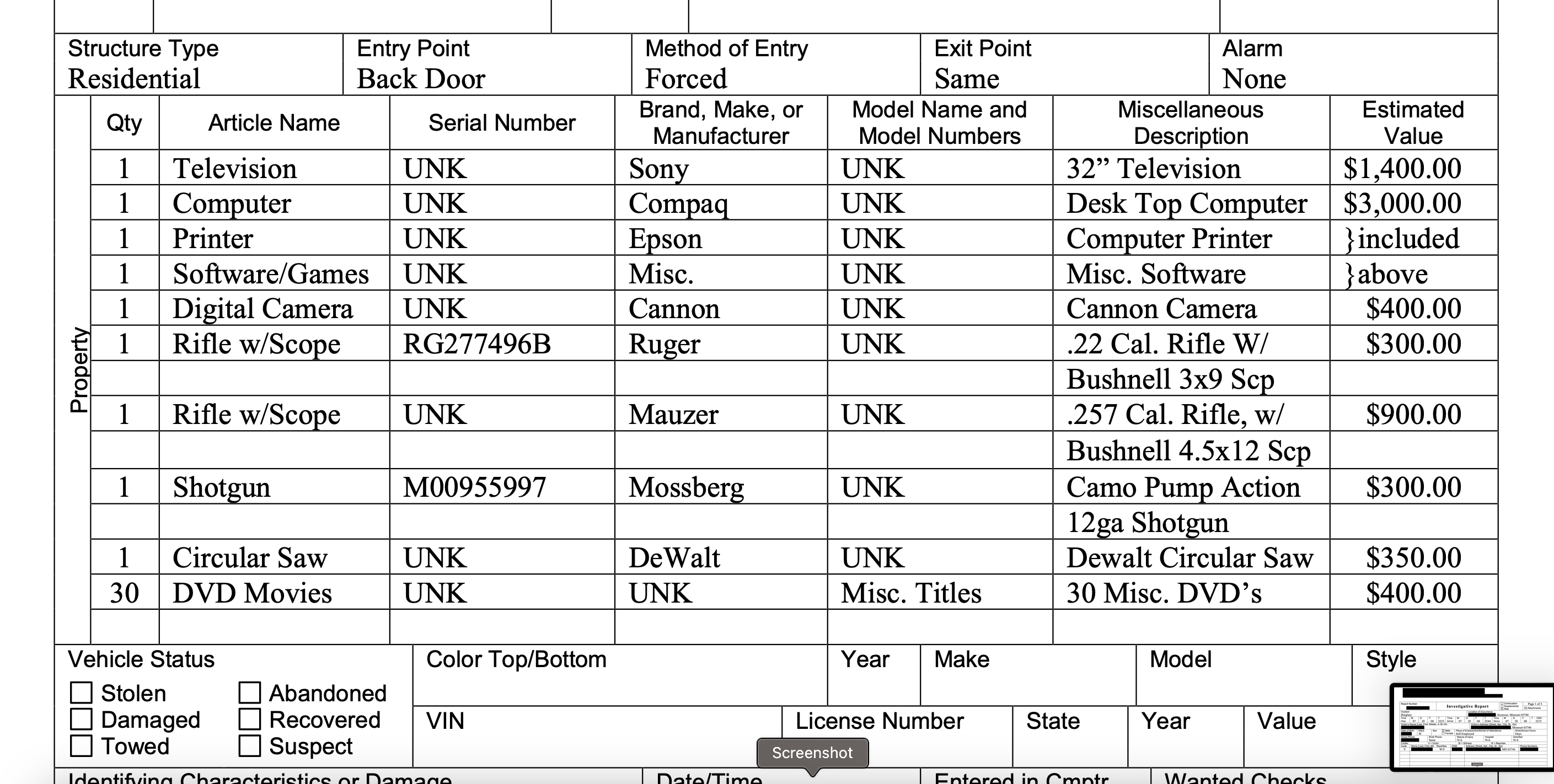 burglary), you were called to the scene as the officer was working