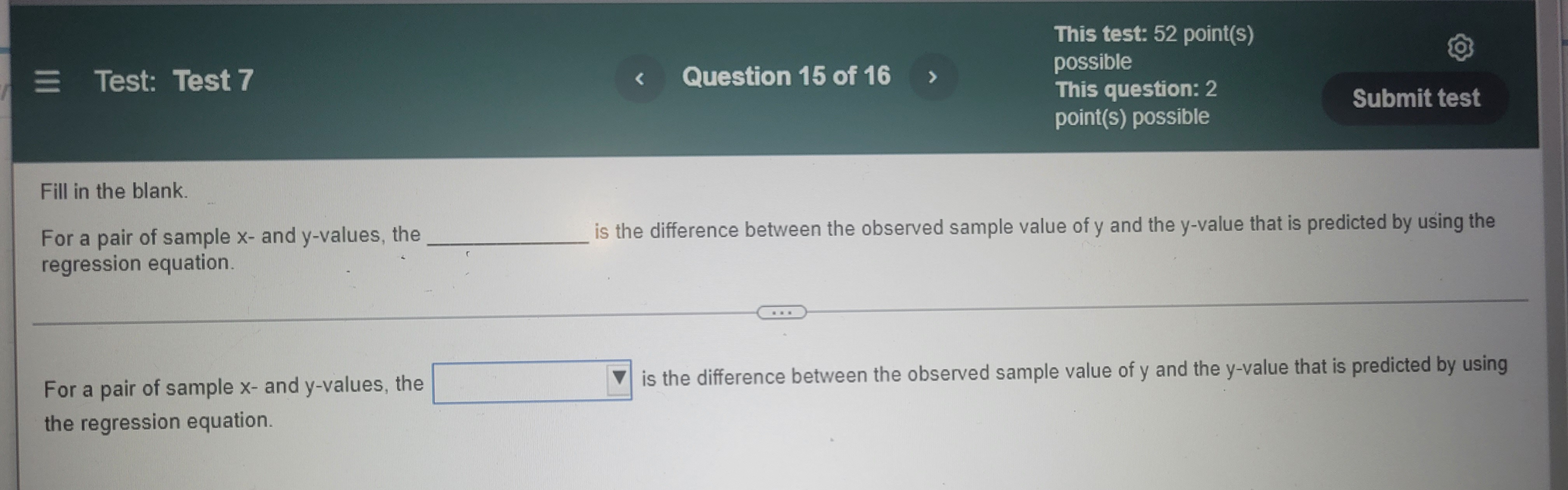 the total variation that can be explained by the linear relationship between