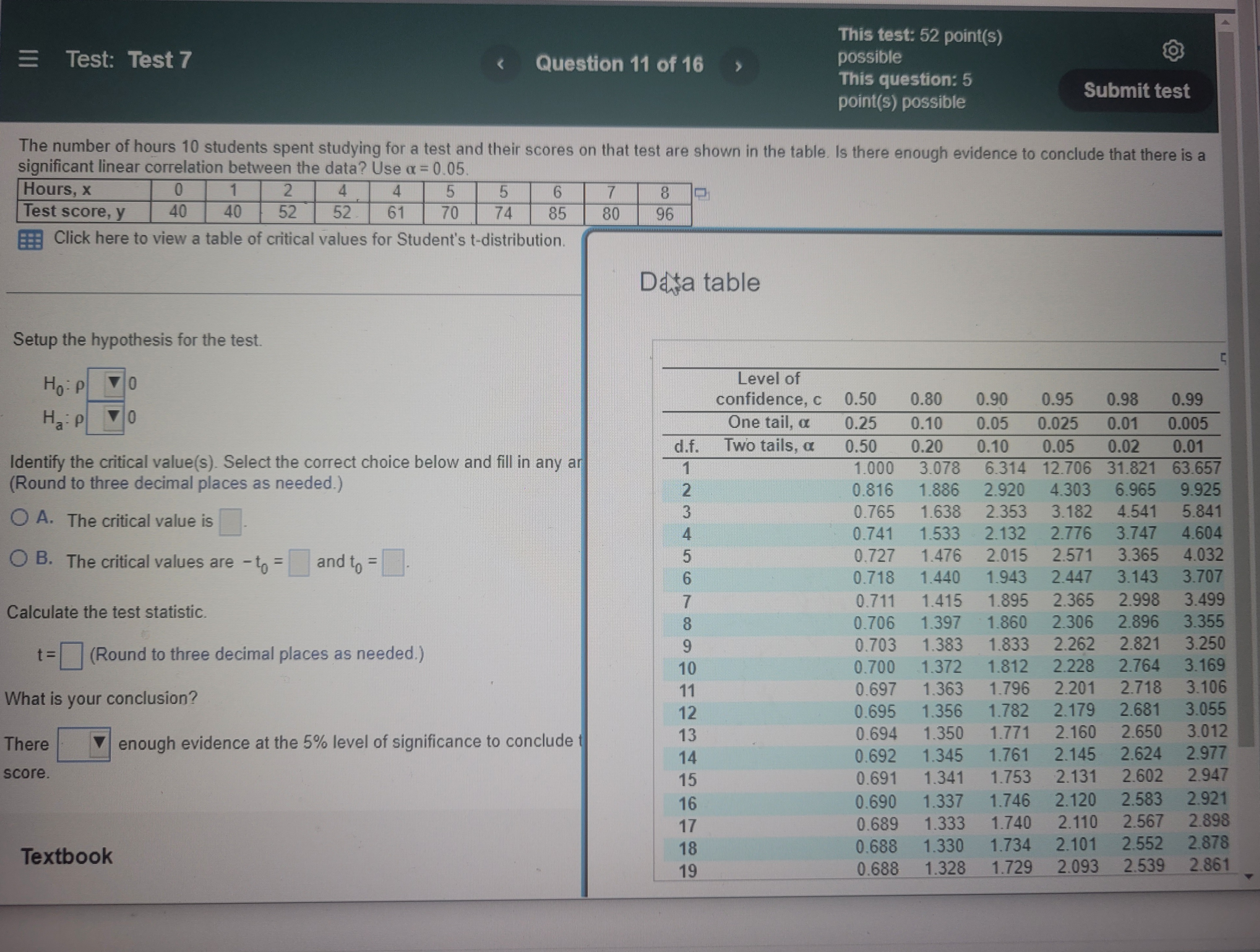 52 point(s) E Test: Test 7 possible This question: 5 point(s) possible